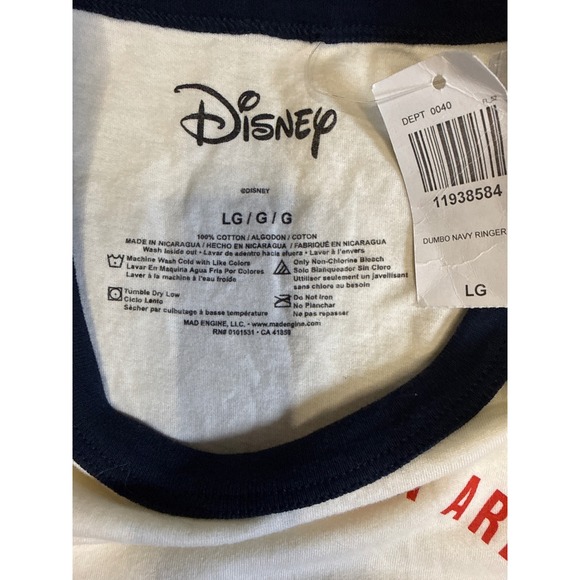 Vintage Style Disney Dumbo Ringer Tee Large Y2K Graphic Soft Cotton Unisex NWTS - Picture 3 of 6